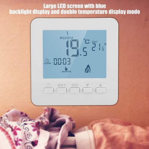 FTVOGUE - Pantalla LCD inteligente, termostato de calefacción táctil, regulador de temperatura ambiente programable bajo casa, herramienta de temperatura doméstica