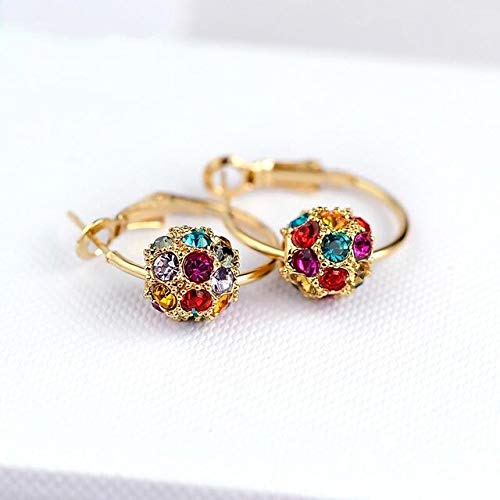 FUKAI Nueva Simple Moda Romántica Boda Dorada Colorida Bola De Cristal Irregular Pendientes De Anillo De Oreja Grande Conjunto para Mujeres Novia Joyería Fiesta