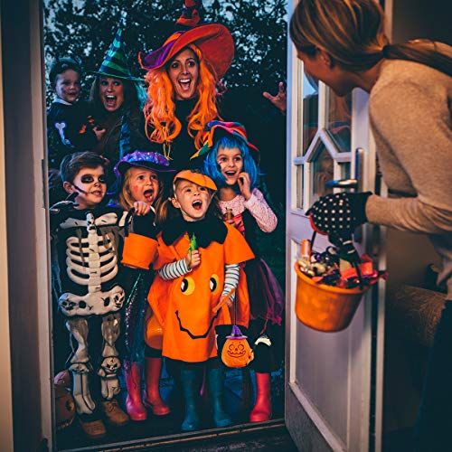 Fulighture Decoración de Halloween, luz de calabaza, linterna de calabaza de música con un sombrero púrpura y una escoba, decoración de otoño de Acción de Gracias, decoración del hogar, blanco cálido