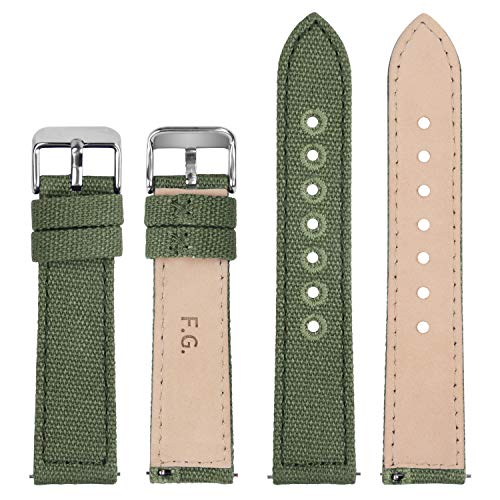 Fullmosa 8 Colores para Correa de Reloj de Lona de Liberación Rápida, Correa de Reloj Militar 14 mm 16 mm 18 mm 20 mm 22 mm 24 mm Pulseras de Reloj de Repuesto para Hombres Mujeres, 22mm Verde Oscuro