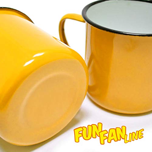 FUN FAN LINE - Set de Tazas metálicas Vintage o Retro presentada en Caja Individual (Multicolor 2, 4 Tazas)