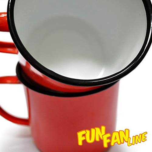 FUN FAN LINE - Set de Tazas metálicas Vintage o Retro presentada en Caja Individual (Multicolor 2, 4 Tazas)