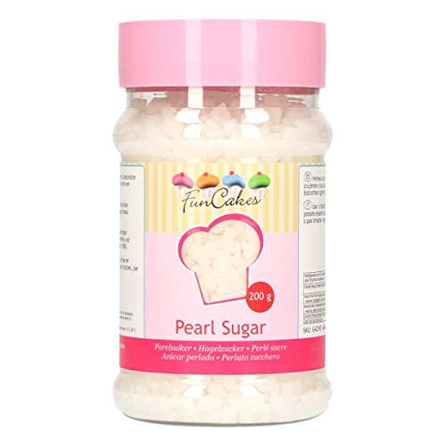 FunCakes Azúcar Perlada Extra Grande Blanca Crujiente para Hornear Gofres, Rollos, Roscón o como Decoración de Dulces, 200g, G42390