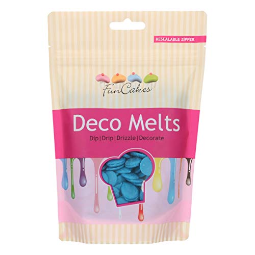 FunCakes - Decor Melts - 250g Ideal para Hacer gotitas o lineas sobre Bombones, piruletas o Cubrir Galletas, Frutas, y Mucho más!- Pack de Colores (Verde y Azul)