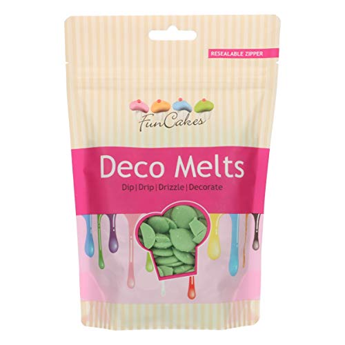 FunCakes - Decor Melts - 250g Ideal para Hacer gotitas o lineas sobre Bombones, piruletas o Cubrir Galletas, Frutas, y Mucho más!- Pack de Colores (Verde y Azul)