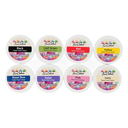 FunCakes FunColours Set de 8 Colorantes Concentrados Alimenticios en Pasta para Hornear, Decorar, Glasear, Fondant, 8 Colores, 30g, FC50260