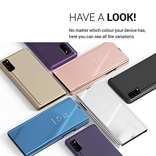 Funda compatible con Galaxy S20 Plus de piel sintética y policarbonato con efecto espejo, 360 grados, resistente a los golpes, con función atril para Galaxy S20 Plus dorado Talla única