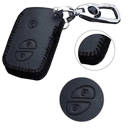 Funda Cuero para Llave Lexus 2 Botones Llave Control Remoto Inteligente línea Negro con Llaveros 1 PC