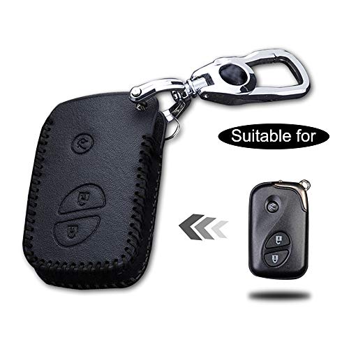 Funda Cuero para Llave Lexus 2 Botones Llave Control Remoto Inteligente línea Negro con Llaveros 1 PC