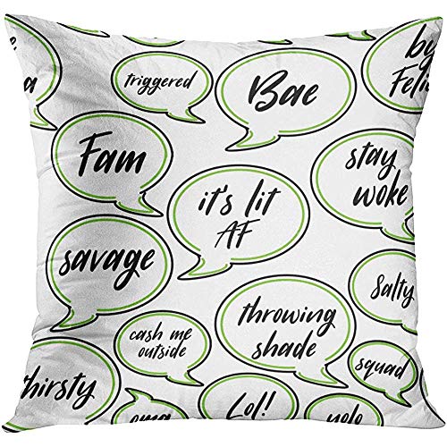 Funda de Almohada de conversación Conversación Burbujas de Frases de Argot del Milenio Adolescente Actual Incluye Funda de Almohada activada Bae Stay Woke