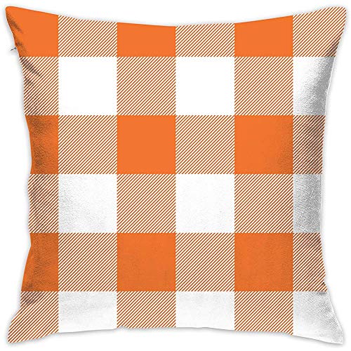 Funda De Almohada Rústico Naranja Y Blanco Buffalo Check Plaid Hostel Hostal Dos Tamaños Tienda De Libros Especiales Hogar Vacaciones Acogedor Sofá Funda De Cojín Fundas De Almoha 40X40cm