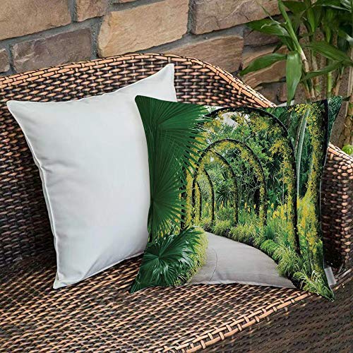 Funda de Cojín duradero Fundas de Almohada Decorativa,Decoración rural, pintorescos arcos artificiales con muchas orquídeas en el jardín botánico T,Funda de Cojín con Cremallera Invisible 45 x 45 cm