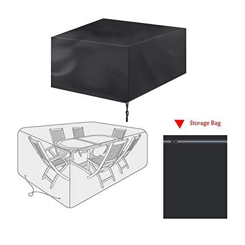 Funda de Mesa de Jardin, 420D Oxford Tela Fundas para Muebles de Jardín Impermeable Cubierta de Mesa de Protector de Sombra de Sol para Muebles Patio Exterior Barbacoa Sofá Sillas(170 * 94 * 70)