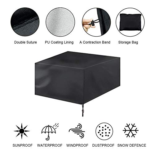 Funda de Mesa de Jardin, 420D Oxford Tela Fundas para Muebles de Jardín Impermeable Cubierta de Mesa de Protector de Sombra de Sol para Muebles Patio Exterior Barbacoa Sofá Sillas(170 * 94 * 70)