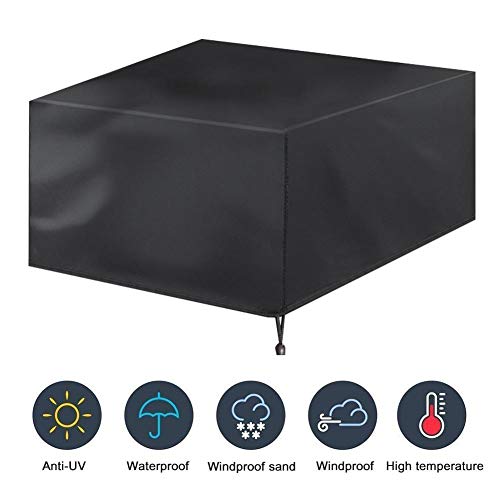 Funda de Mesa de Jardin, 420D Oxford Tela Fundas para Muebles de Jardín Impermeable Cubierta de Mesa de Protector de Sombra de Sol para Muebles Patio Exterior Barbacoa Sofá Sillas(170 * 94 * 70)