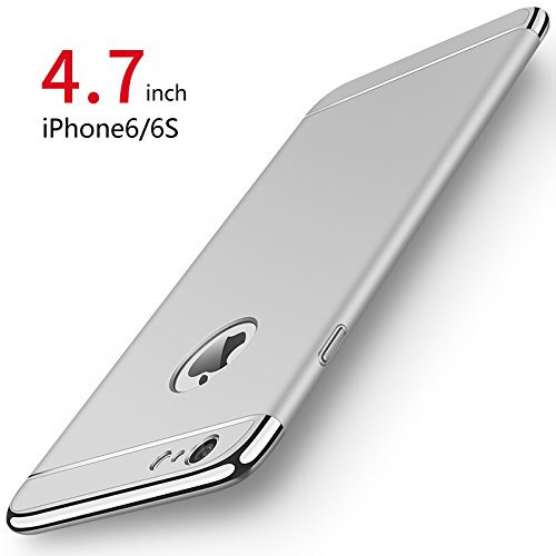 Funda iPhone 6/6s, PRO-ELEC Carcasa iPhone 6 / 6s con [ Protector de Pantalla de Vidrio Templado ] 3 en 1 Desmontable Ultra-Delgado Anti-Arañazos iPhone 6 Funda Protectora - 4.7 Pulgada - Plata