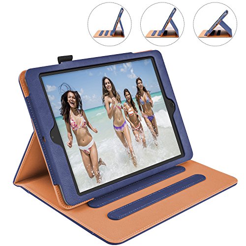 Funda para iPad (9,7 Pulgadas, 2018/2017 Modelo, 6ª / 5ª generación), con Soporte para lápiz, Carcasa con Auto-Sueño/Estela, Compatibles Apple iPad Air 2 / iPad Air Modelo, Azul