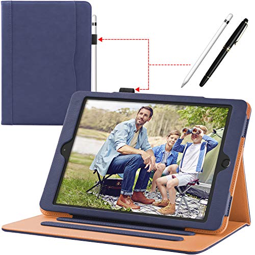 Funda para iPad (9,7 Pulgadas, 2018/2017 Modelo, 6ª / 5ª generación), con Soporte para lápiz, Carcasa con Auto-Sueño/Estela, Compatibles Apple iPad Air 2 / iPad Air Modelo, Azul