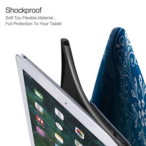 Funda para iPad (9,7 Pulgadas, 2018/2017 Modelo, 6ª / 5ª generación), Otoño, temporada de otoño Setas castañas con follaje dibujado a mano Hojas A,Slim PU Protectora Carcasa con con Auto-Sueño/Estela