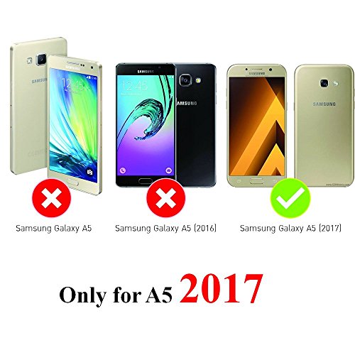 Funda para Samsung Galaxy A5 2017， Libro de Cuero Impresión de Suave PU Premium e Silicone TPU Carcasa Con Tapa y Cartera, Correa de mano, Ranuras para Tarjetas y Billetera, Cierre Magnético Flor oro