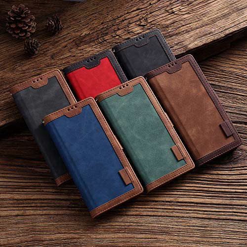 Funda para Xiaomi Mi Note 10, Mi Note 10 Pro Carcasa Libro con Tapa Flip Case Antigolpes Cartera PU Cuero con Soporte Plegable Oficial Vintage Clasica Empalme Funda Color Azul Intenso