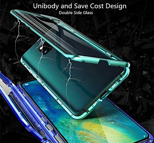 Funda para Xiaomi Redmi Note 9S / Redmi Note 9 Pro, Adsorción Magnética Cubierta Vidrio Templado Frontal y Posterior Case Marco Metal Bumper Funda Anti Choque Protección 360 Grados Carcasa, Azul