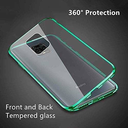 Funda para Xiaomi Redmi Note 9S / Redmi Note 9 Pro, Adsorción Magnética Cubierta Vidrio Templado Frontal y Posterior Case Marco Metal Bumper Funda Anti Choque Protección 360 Grados Carcasa, Azul