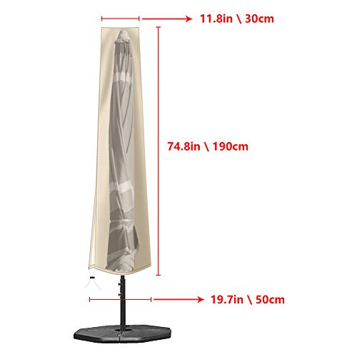 Funda Parasol,Cubierta Sombrilla para Exteriores,Protectora para Sombrilla Jardín Patio de tela Oxford 420D impermeable con cremallera(190 * 30 * 50 cm),adecuada para sombrillas de jardín de 9-11 pies