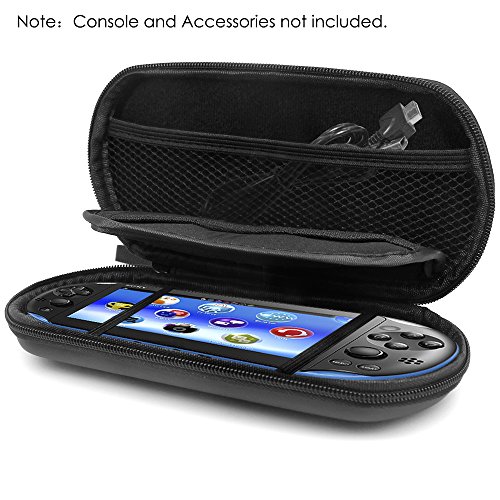 Funda Protectora para Sony PlayStation Vita 2000, AFUNTA 2 piezas de Vidrio Templado para Pantalla Frontal y Película de PET para la Parte Posterior, 1 Funda de Transporte EVA