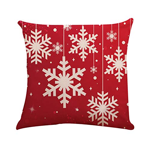 Fundas Cojines de Navidad 4 Pieza, Patrón de Copo de Nieve Ciervo Merry Christmas Funda de Cojines 45x45 Navidad Decoracion para Hogar Casa Sofa Jardin Cama (01)