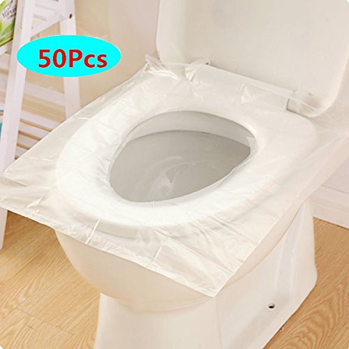 Fundas de papel para asiento de inodoro 50 piezas, Annhao Viaje Paquete De Desechable Papel Asiento Inodoro Fundas para Baño, viaje, hospital, hogar, desechables