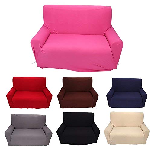 Fundas de sofá de 2 plazas 7 Colores sólidos Funda de Estiramiento Completo Tejido elástico Soft Couch Cover Sofa Protector Muebles de casa (Color : Gris)