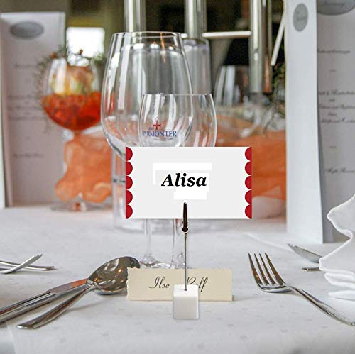 Funhoo 12pcs Soporte de Foto de Mesa Soporte de Imagen de Tarjeta Cubo Blanco con Pinza Metálica Portafoto de Menú, Notas Nombre para Reuniones de Banquete de Boda Escritorio de Oficina Papel Memu