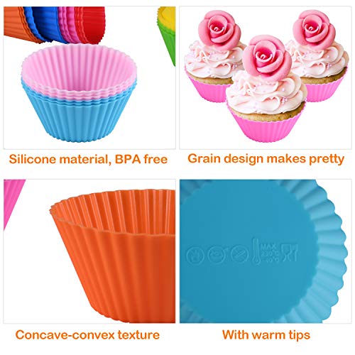 Funmo Tazas y Magdalenas Reutilizables para Hornear, Moldes Silicona para Muffins Cupcakes, Moldes de Horneado Silicona para Cupcakes (Juego de 24)