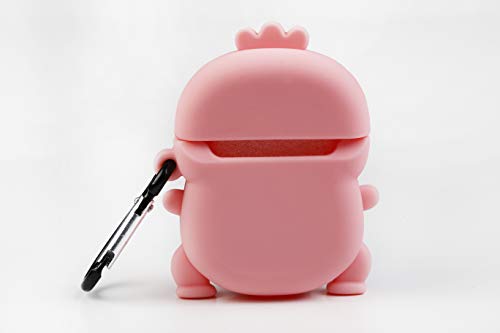 Funny Airpods Cases | Funda Protectora Airpod Case de Silicona para Airpods Apple - Diseño Dragón Rosa con corazón, con mosquetón Anti pérdida. Compatible con Airpods 1 & 2