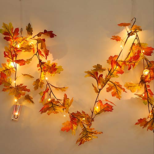 FunPa Hojas de Otoño, 3M 30 LED Guirnalda de Otoño Halloween Hojas de Arce Luces de Hadas Hojas de Arce Artificiales Otoño Bodas Fiesta Temática de Otoño Fiesta de Gracias Navidad Mesa Decoración