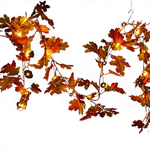 FunPa Hojas de Otoño, 3M 30 LED Guirnalda de Otoño Halloween Hojas de Arce Luces de Hadas Hojas de Arce Artificiales Otoño Bodas Fiesta Temática de Otoño Fiesta de Gracias Navidad Mesa Decoración