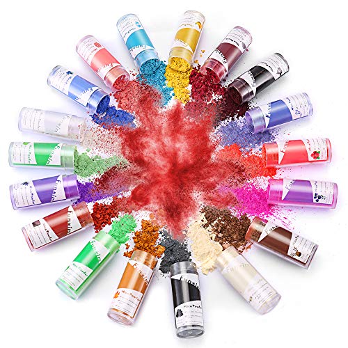 Funxim Color Epoxi 18 × 15 ml, Polvo de Mica Color MetáLico Resina de JabóN Color Pigmento en Polvo Colores para Resina Epoxi Suministros de ProduccióN Tinte Pintura para UñAs (Color 1)