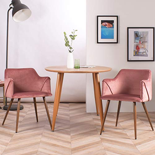 Furnish 1 Pack 2 Sillas de Comedor con Brazos, Sillones Escandinava, Rosa