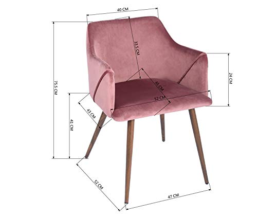 Furnish 1 Pack 2 Sillas de Comedor con Brazos, Sillones Escandinava, Rosa