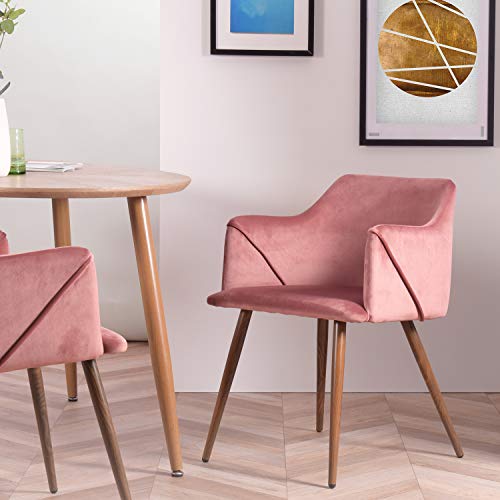 Furnish 1 Pack 2 Sillas de Comedor con Brazos, Sillones Escandinava, Rosa