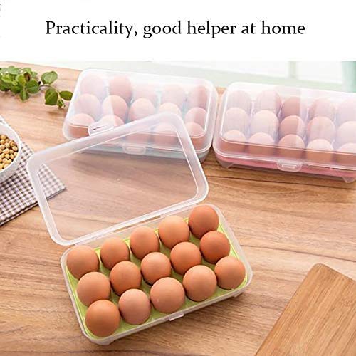 FUROO Creativo plástico del cartón del Huevo, 15 Casos aparatos Accesorios para el hogar de Cocina multifunción portátil de Picnic Rejilla de Huevo Caja de Almacenamiento,C