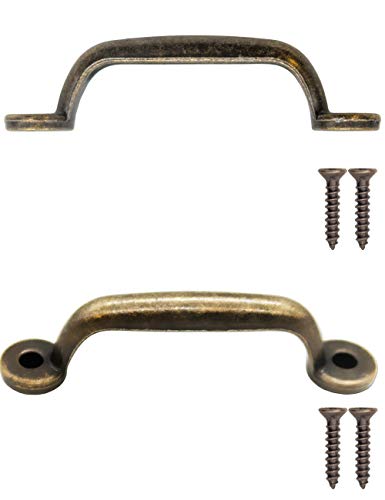 FUXXER® - 2 tiradores para cajones antiguos, diseño de bronce antiguo, para puertas correderas, armarios, cajones, cocinas, buffet, 89 x 22 mm, juego de 2 unidades