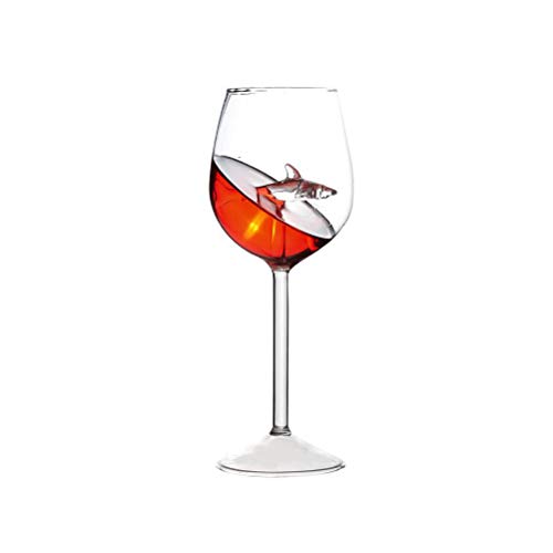 FuYouTa Copa de vino tinto Tiburón Vino Tinto Cristal Cristal Set de copas de vino de cristal hermoso tallo largo Exquisitas copas de vino grandes perfectas para regalos