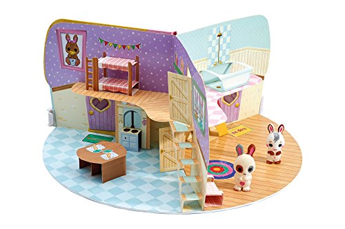 Fuzzikins Craft Cottontail Cottage | 2 Dulces Conejos y una casita de Papel Plegable para Pintar y Pegar, Juguete Lavable para niños a Partir de 3 años