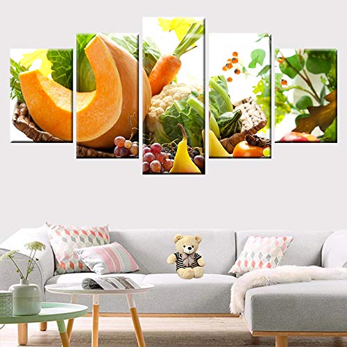 FXDGDFYDFHBFGHGHKHTDRGTRD 5 Cuadros de Alimentos con Frutas y Verduras Frescas, murales, decoración de la Cocina, Carteles nórdicos, Cocina, Comedor, murales, lienzos 40x60 40x80 40x100cm