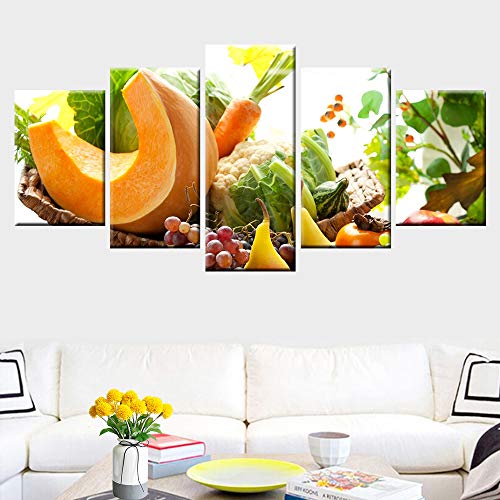 FXDGDFYDFHBFGHGHKHTDRGTRD 5 Cuadros de Alimentos con Frutas y Verduras Frescas, murales, decoración de la Cocina, Carteles nórdicos, Cocina, Comedor, murales, lienzos 40x60 40x80 40x100cm