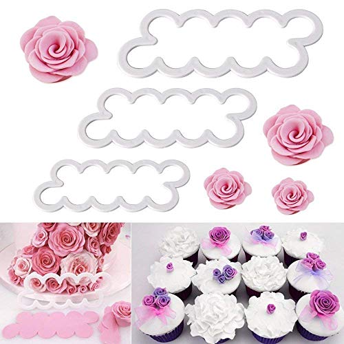 Fyuan 9pcs Fundición de Rosas Para Peony Clavel 3D Petal Cake Cutter Flor Fondant Icing Tool Decoración Molde Pasteleria DIY herramienta para tarta pastel y postre