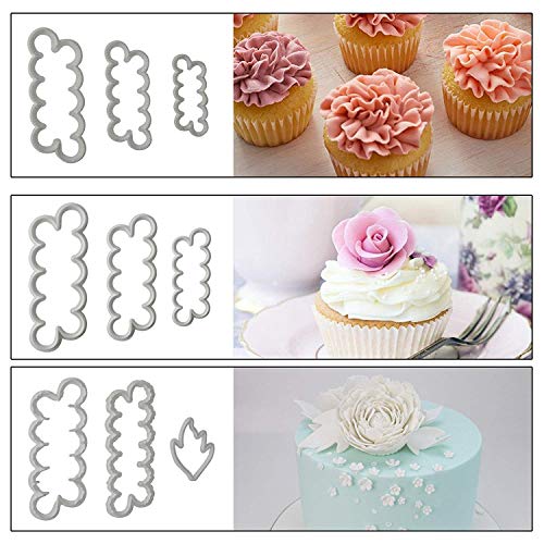 Fyuan 9pcs Fundición de Rosas Para Peony Clavel 3D Petal Cake Cutter Flor Fondant Icing Tool Decoración Molde Pasteleria DIY herramienta para tarta pastel y postre