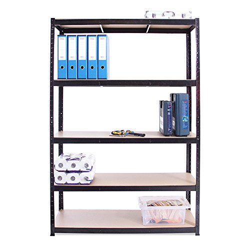 G-Rack 15 Estantería de Almacenamiento para Garaje, Acero Inoxidable con Recubrimiento de Polvo, Negro, 180 x 120 x 45 cm